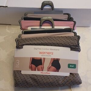 Warners 6 Pair of Blissful Benefits NWT Microfiber Briefs 3XL Multicolored